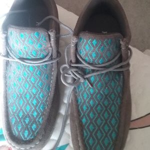 Turquoise& dark brown Roper shoes